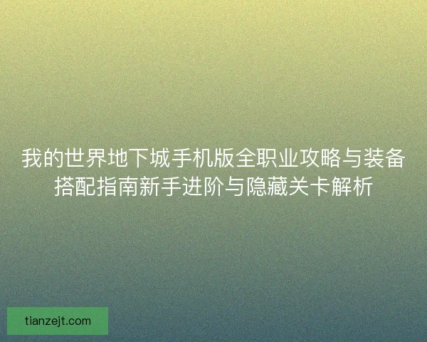 我的世界地下城手机版全职业攻略与装备搭配指南新手进阶与隐藏关卡解析